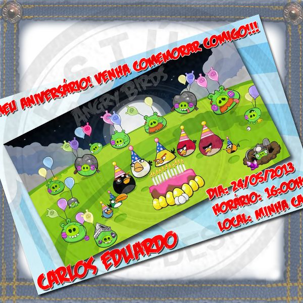 ARTE CONVITE INFANTIL ANGRY BIRDS