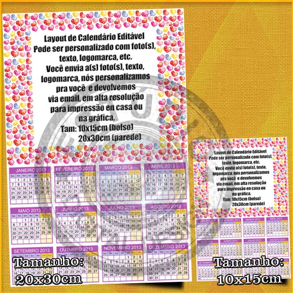 Calendário Corações 2013