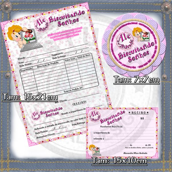 Kit Bloco Pedidos + Bloco Recibos + Tag Flor