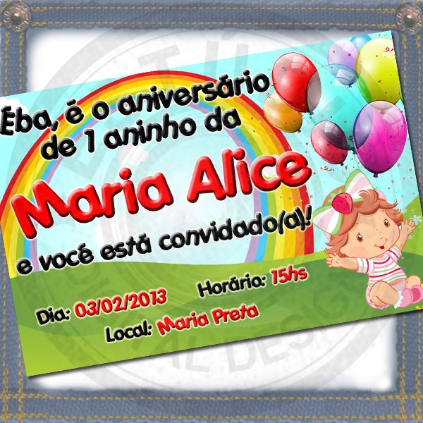 ARTE CONVITE INFANTIL MORANGUINHO BEBÊ